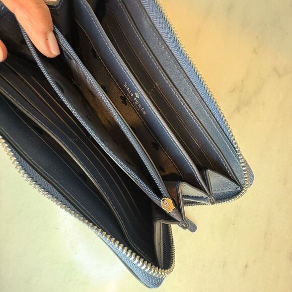 Kate Spade Blue Jackson Color-block Pebbled Leather Zip-Around Wallet - Picture 11 of 11